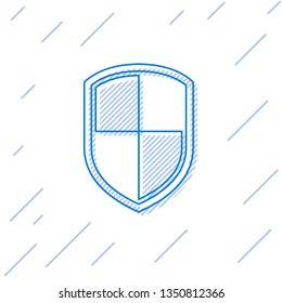 Blue Shield line icon isolated on white background. Guard sign. Vector Illustration