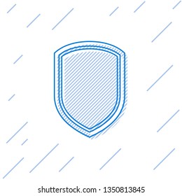 Blue Shield line icon isolated on white background. Guard sign. Vector Illustration