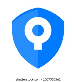 Blue Shield With Lock Flat