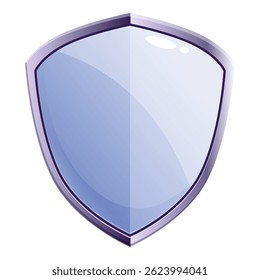 Blue shield with a metal frame, providing protection and security