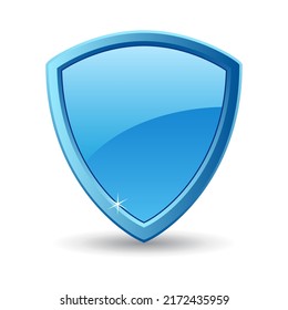 Escudo azul sobre fondo blanco. Ilustración del signo de protección. Elemento de diseño de vectores.