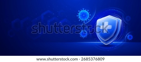 Blue shield protecting against viruses concept of immunity and health