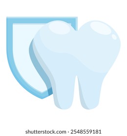 Blue shield protecting healthy tooth, representing dental care, insurance, and hygiene