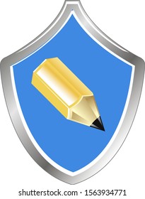 Blue shield and a simple pencil. Editing security settings.