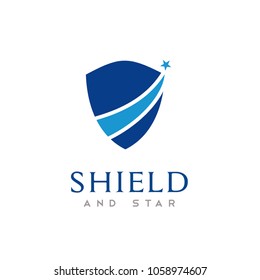 Blue Shield with Star for Private Guard Protection Secure Safe Strong Logo design 