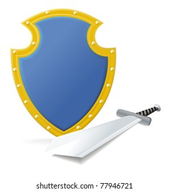 blue shield and sword