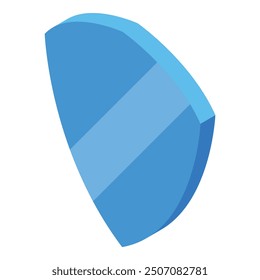 Blue shield using defense tactics isometric icon is protecting on white background