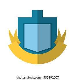 blue shield yellow ribbon badge shadow vector illustration eps 10