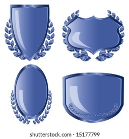 Blue shields with laurel wreath