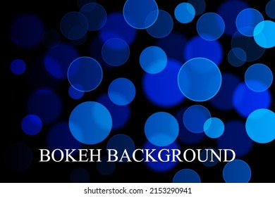 Blue shimmering bokeh on a black background. Defocused blurry light. Abstract vector background.