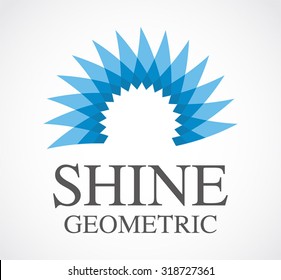 Blue shine circle of geometric abstract vector and logo design or template office and business icon of company or corporate identity symbol concept