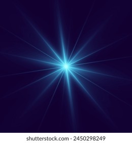 Brillo degradado de brillo azul, destello brillante blanco. Textura brillante. Estrellas con efecto de luz brillante estallan con destellos. Brillo mágico del sol chispas sobre fondo transparente. Luces de Navidad. Vector
