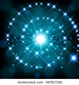 Blue shine with sparkle forming spiral background