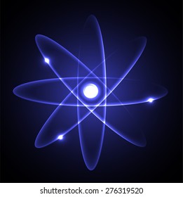 blue Shining atom scheme. Vector illustration. dark background. digital. infographics. Abstract Technology background for computer graphic website internet and business. circuit.