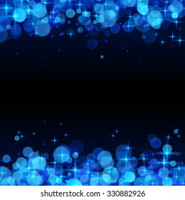 Blue shining bokeh frame vector abstract background