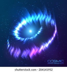 Blue shining cosmic neon light twirl