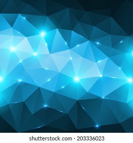Blue shining ice, vector polygonal background. Beautiful geometric design for business presentations.