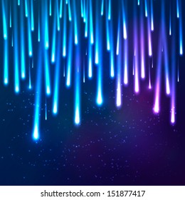 Blue shining neon vector rain drops