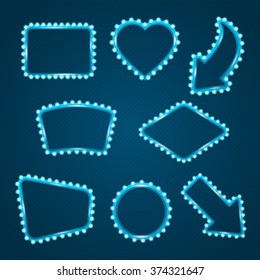 Blue shining retro frames set