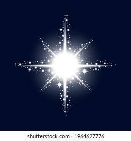 blue shining star of stars. Explosion background. Vector illustration. Stock image. EPS 10.