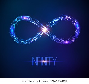 Blue shining vector cosmic infinity symbol