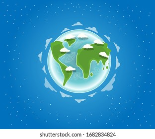 Blue shining vector Earth in space. 