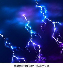 Blue Shining Vector Lightnings Background