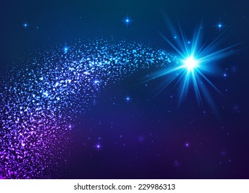 Blue Shining Vector Star With Dust Tail