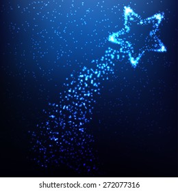 Blue shining vector star with dust tail