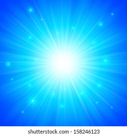 Blue shining vector sun background