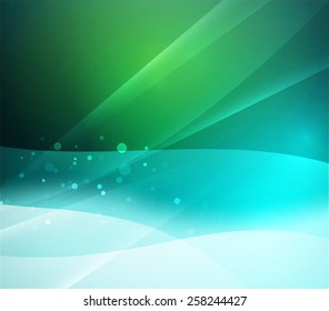 Blue shining, waves and lines. Abstract background