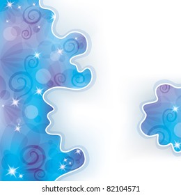 blue shiny abstract background with wave and stars