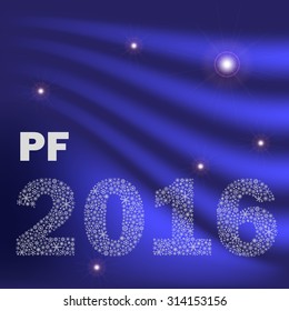 blue shiny abstract happy new year pf 2016 from little snowflakes eps10