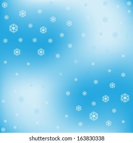 Blue shiny  background with  snowflakes 