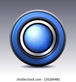 Blue shiny button with metallic elements