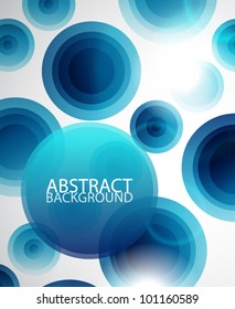 Blue shiny circles abstract background
