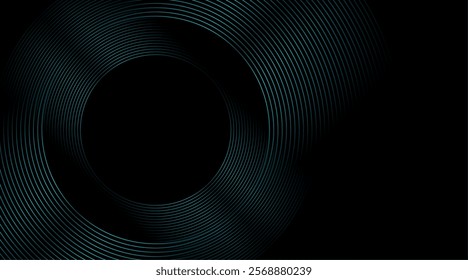 Blue shiny circular lines abstract futuristic tech background. Vector minimal geometric design