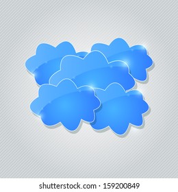 Blue Shiny Cloud Group Card. Vector Design