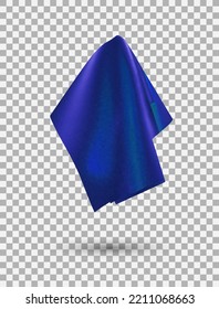 Blue shiny fabric, handkerchief or tablecloth hanging