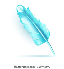 Blue shiny feather, EPS 10, isolated