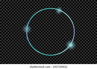 Blue shiny glowing vintage frame with shadows isolated on transparent background. Silver luxury realistic  circle border. Vector illustration