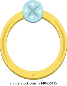 Blue shiny jewel ring flat vector art. Jewel ring illustration for graphic design and decoration