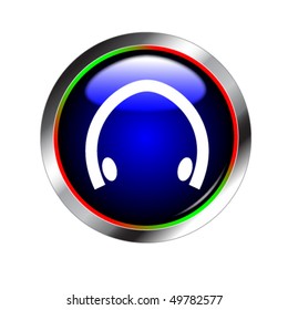 blue shiny media button