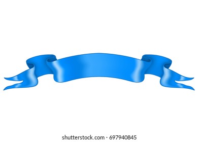 Blue shiny ribbon banner. Vector 3d illustration isolated on white background
