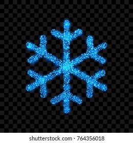 Blue, shiny snowflake, isolated, vector illustration.