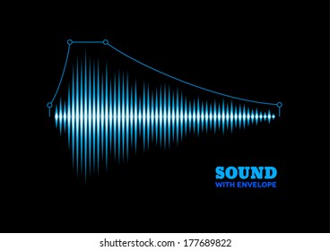 Blue shiny sound waveform with envelope curve