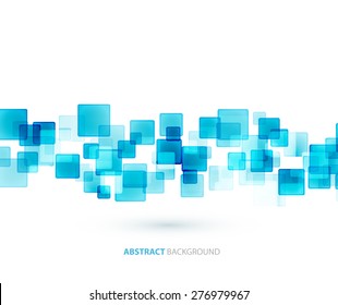 Blue shiny squares shapes technical background. Vector technology design