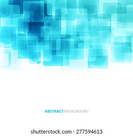 Blue shiny squares shapes technical background. Vector technology design