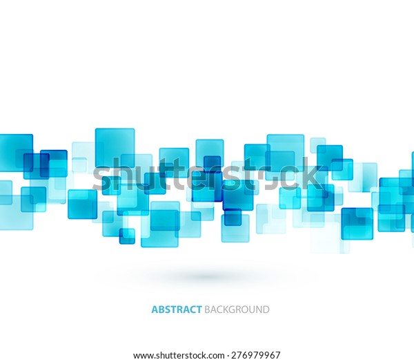 Blue Shiny Squares Shapes Technical Background Stock Vector Royalty