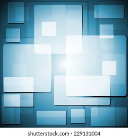 Blue shiny squares technical background. Vector design